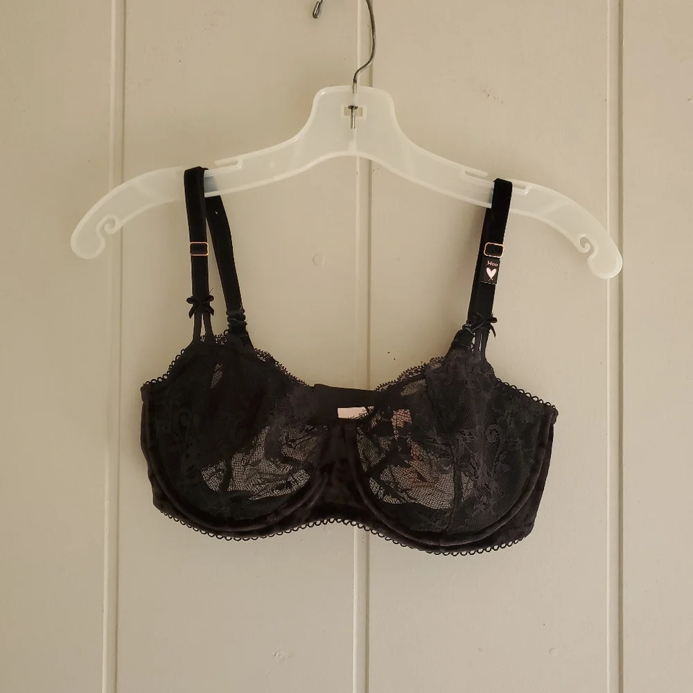 Victoria's Secret Bra 34DD Dream Angels Push-Up Without Padding Black Velvet
